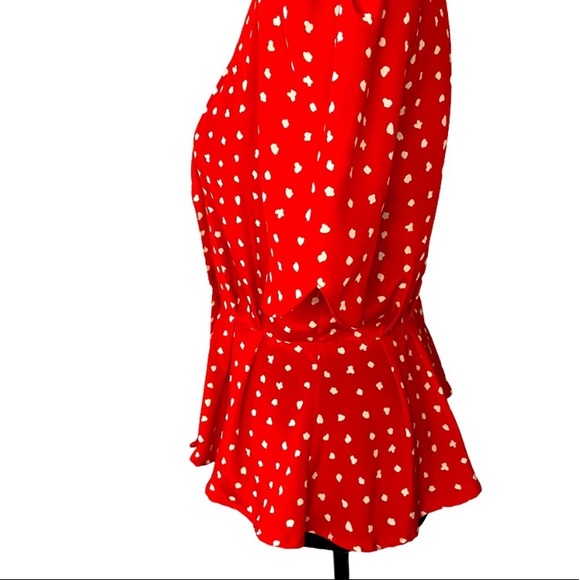 Vintage Tess Paris-Milano Red Polkadot Peplum Blouse - Picture 3 of 12